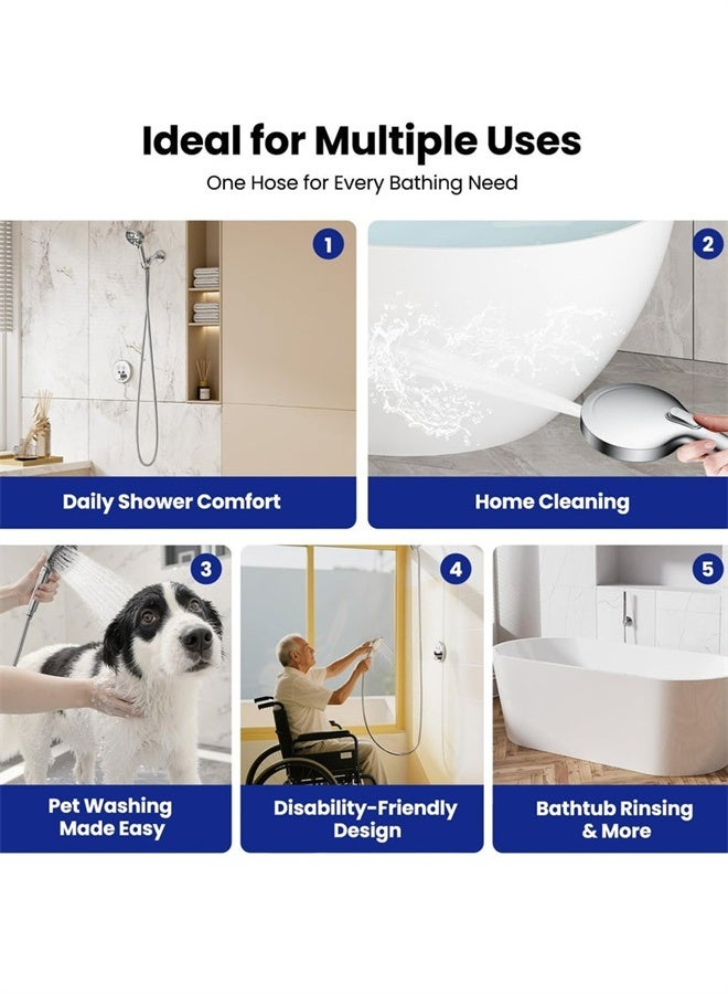 HOMESTAR Shower Hose Bidet Hose, 150 cm Stainless Steel Shower Head Hose, Bidet Hose, 360°Anti-twist Shower Pipe, Silver - Image 5